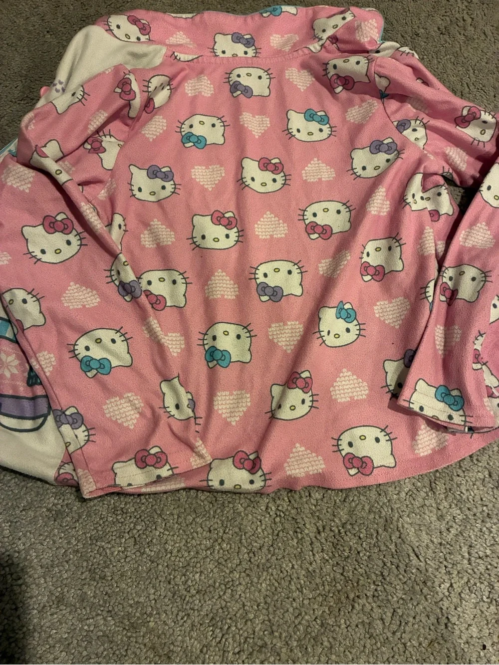 Hello Kitty Pink and White Button-Up Pajama Top